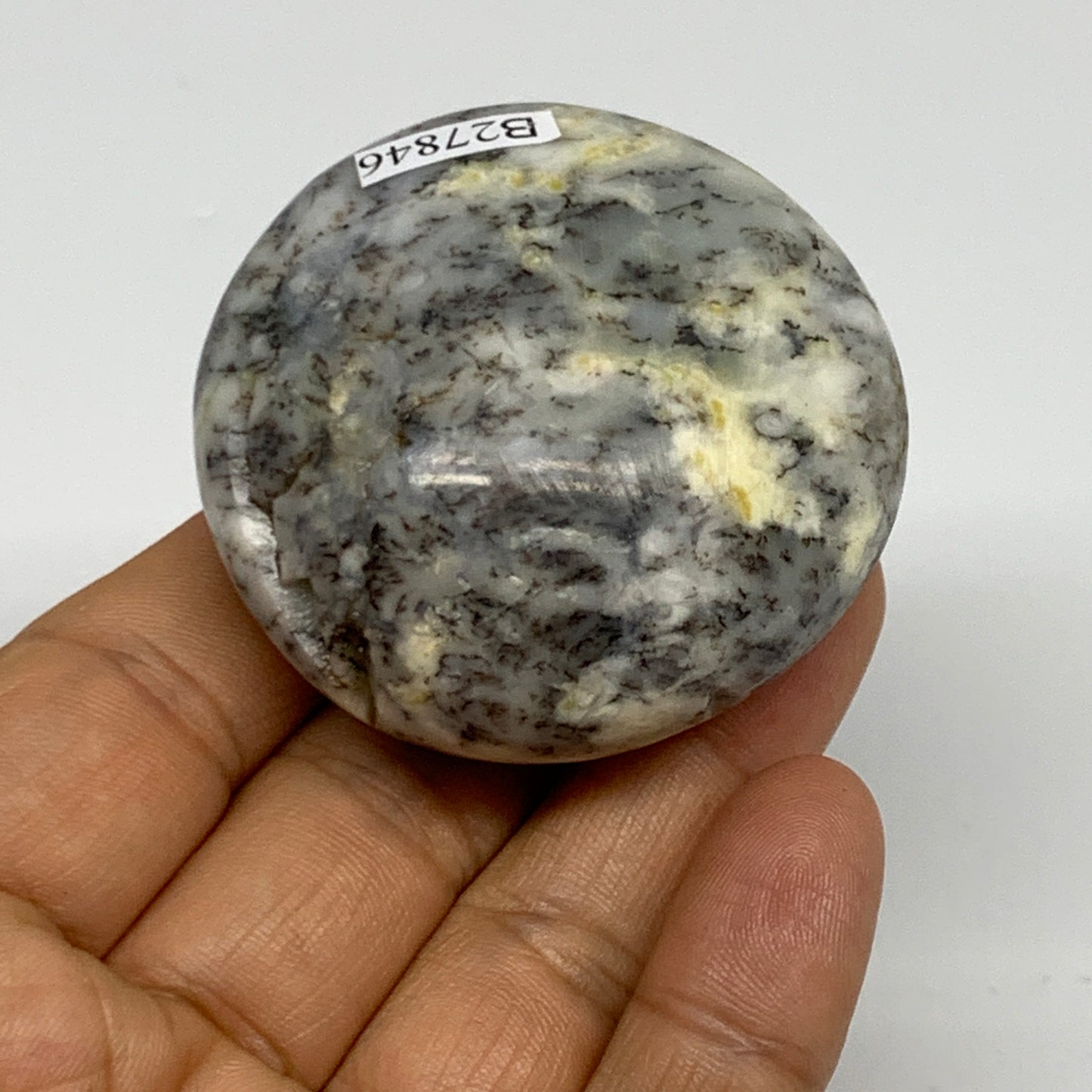 79.8g, 2"x1.9"x1.1", Dendrite Opal Palm-Stone Reiki Energy Crystal, B27846