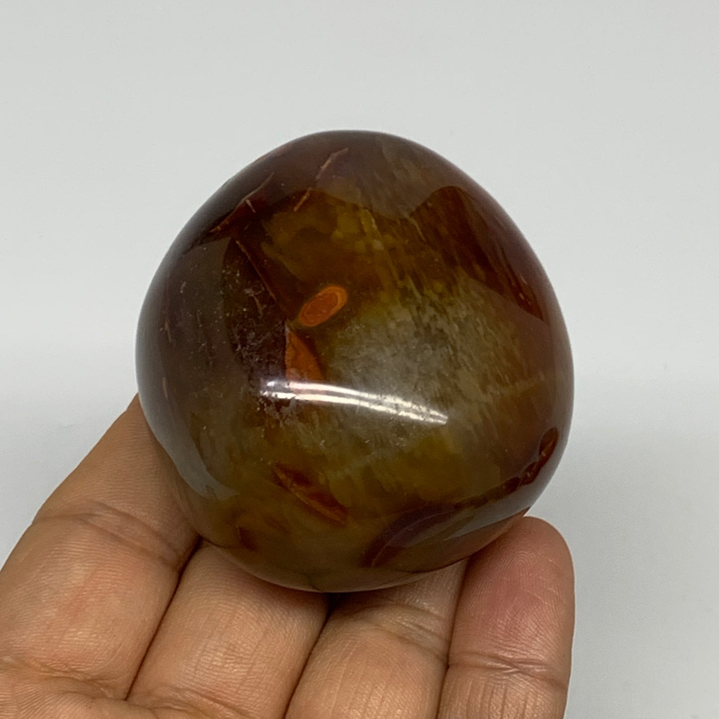 158.2g, 2.3"x2.1"x1.4", Red Carnelian Palm-Stone Gem Crystal Polished, B28627