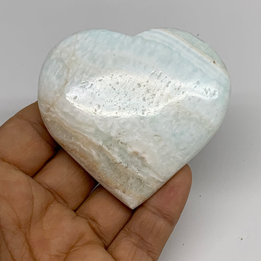 112g, 2.5"x2.7"x0.7" Caribbean Calcite Heart Gemstones @Afghanistan,B33665