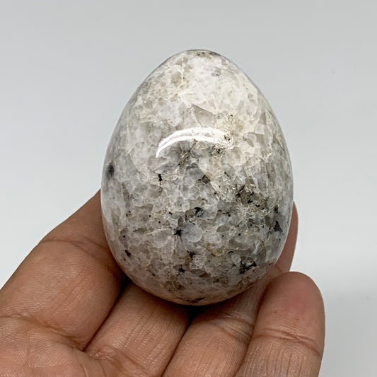 110g, 2.1"x1.6", Natural Gemstone White Rainbow Moonstone Egg, B34303