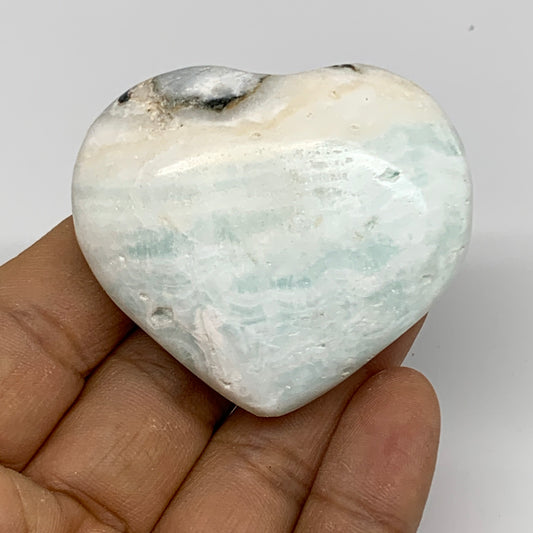 77.3g, 1.8"x2.1"x0.8" Caribbean Calcite Heart Gemstones @Afghanistan,B33668