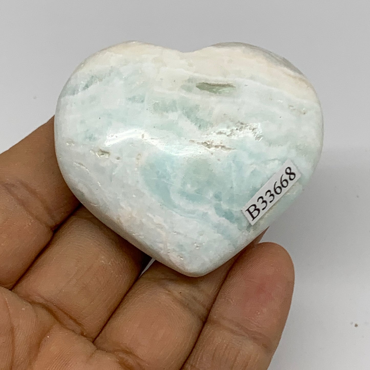 77.3g, 1.8"x2.1"x0.8" Caribbean Calcite Heart Gemstones @Afghanistan,B33668