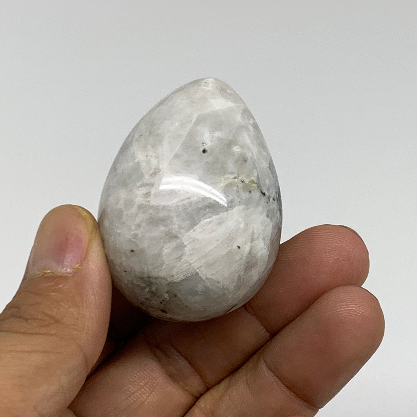 153.4g, 1.8"-1.9", 2pcs, Natural Gemstone White Rainbow Moonstone Egg, B34306