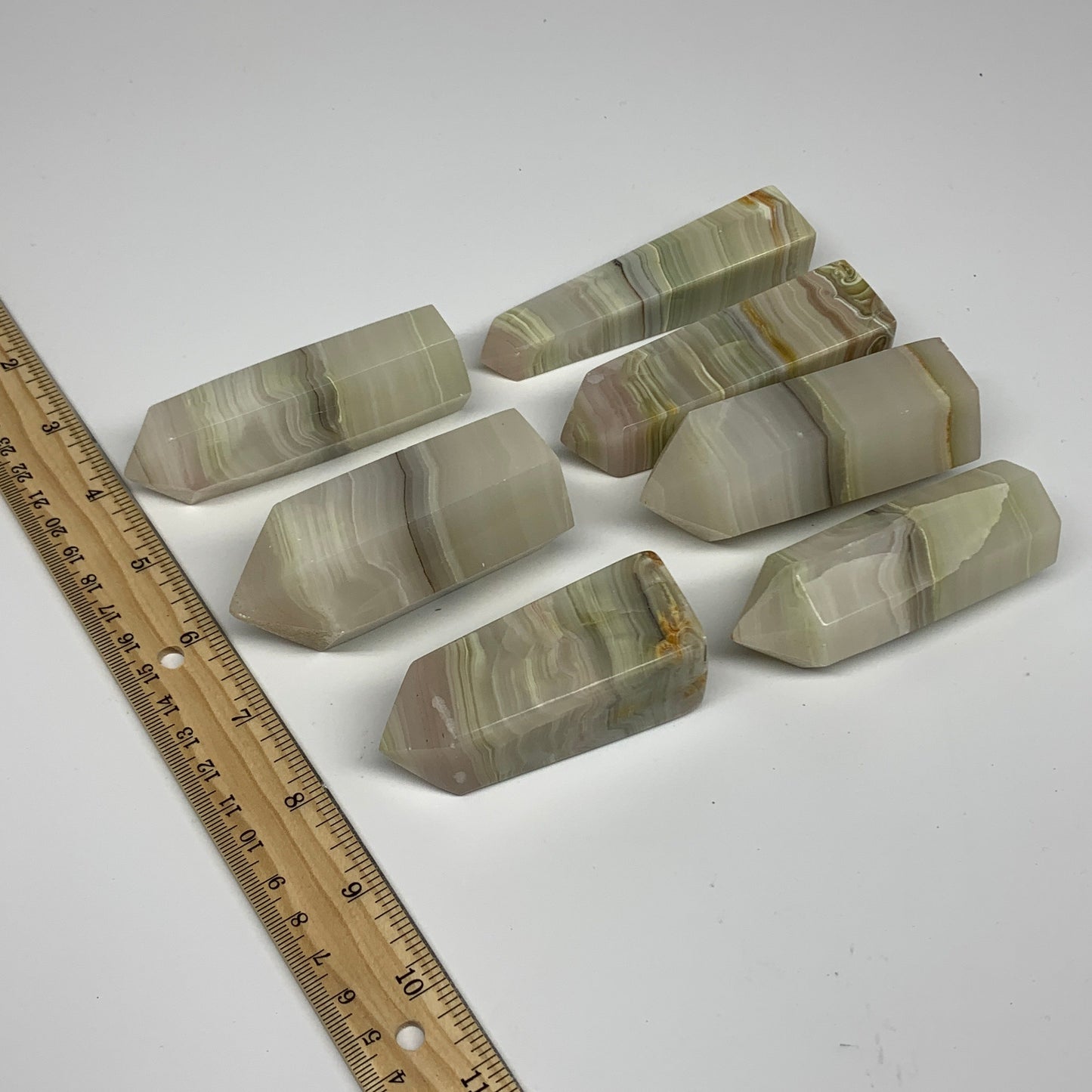 2.23 Lbs, 3" - 4", 7 pcs, Banded Onyx Towers/Obelisks, B25103