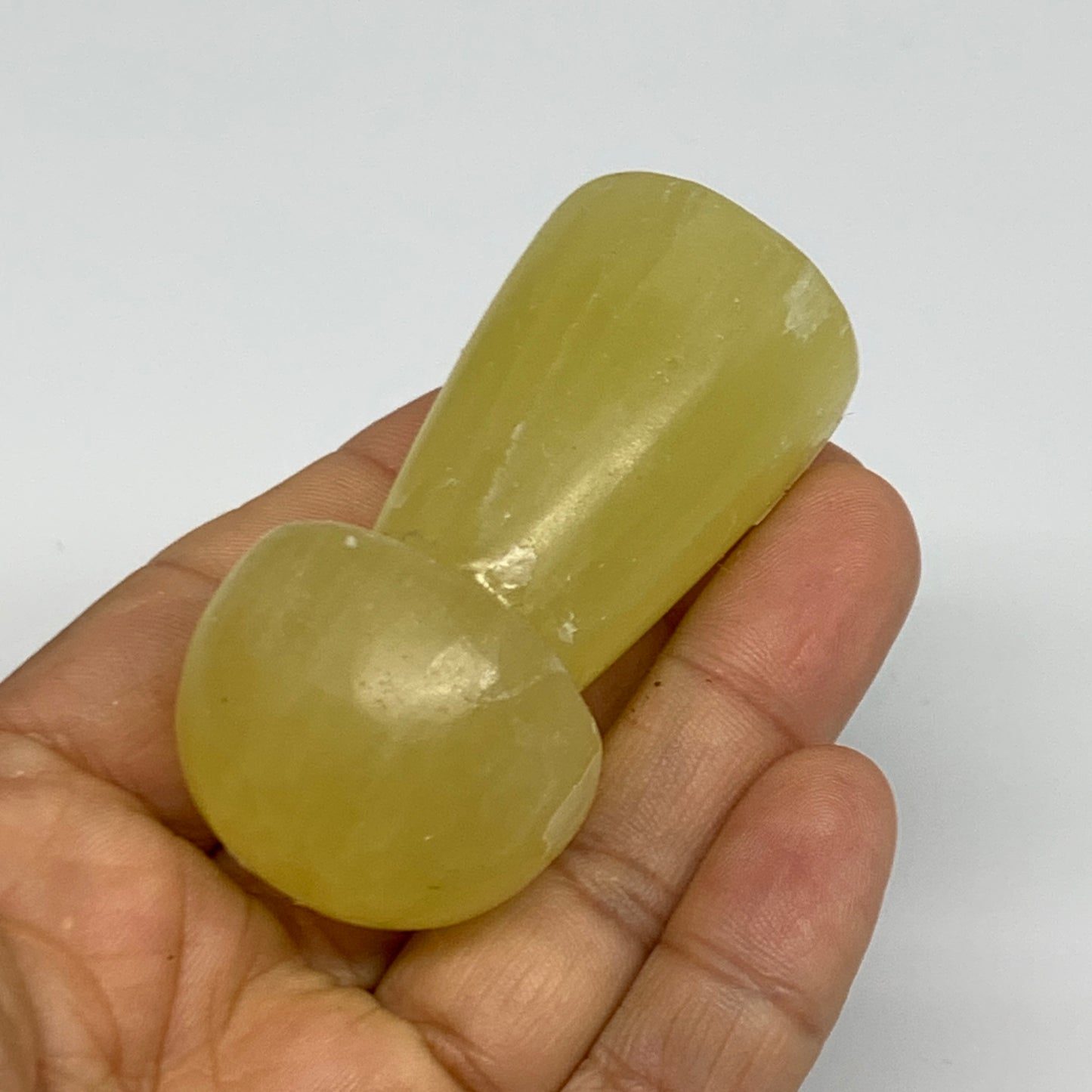 105.5g,2.5"x1.1" Natural Lemon Calcite Mushroom Gemstone @Pakistan, B31694