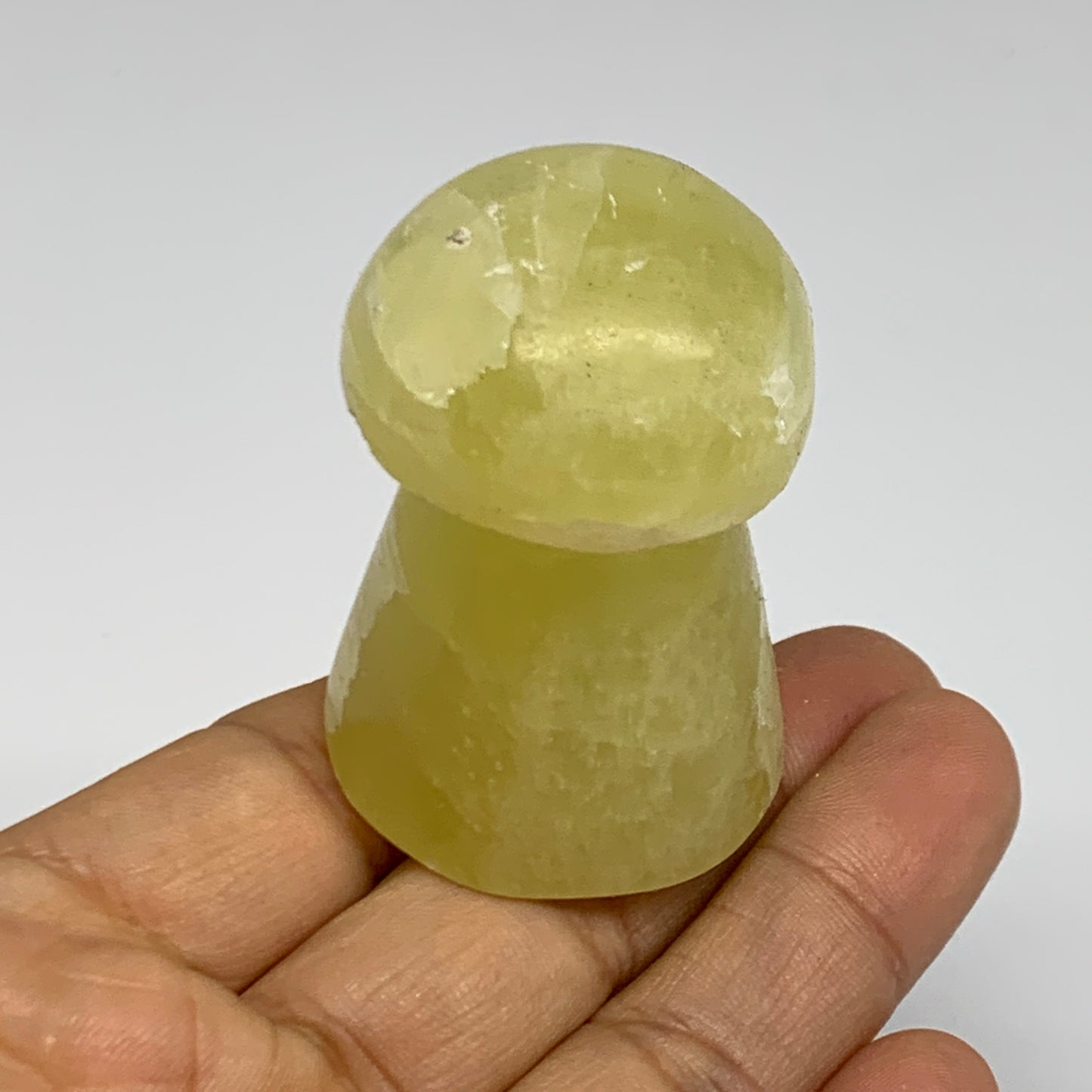 99g, 1.9"x1.3" Natural Lemon Calcite Mushroom Gemstone @Pakistan, B31691