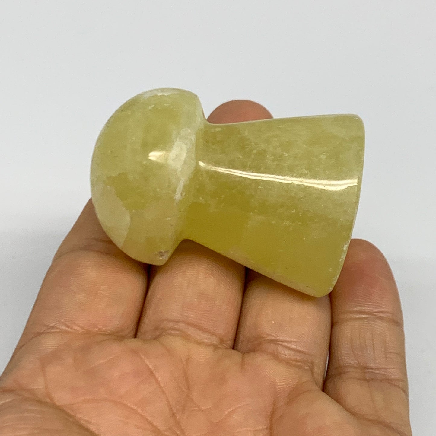 99g, 1.9"x1.3" Natural Lemon Calcite Mushroom Gemstone @Pakistan, B31691