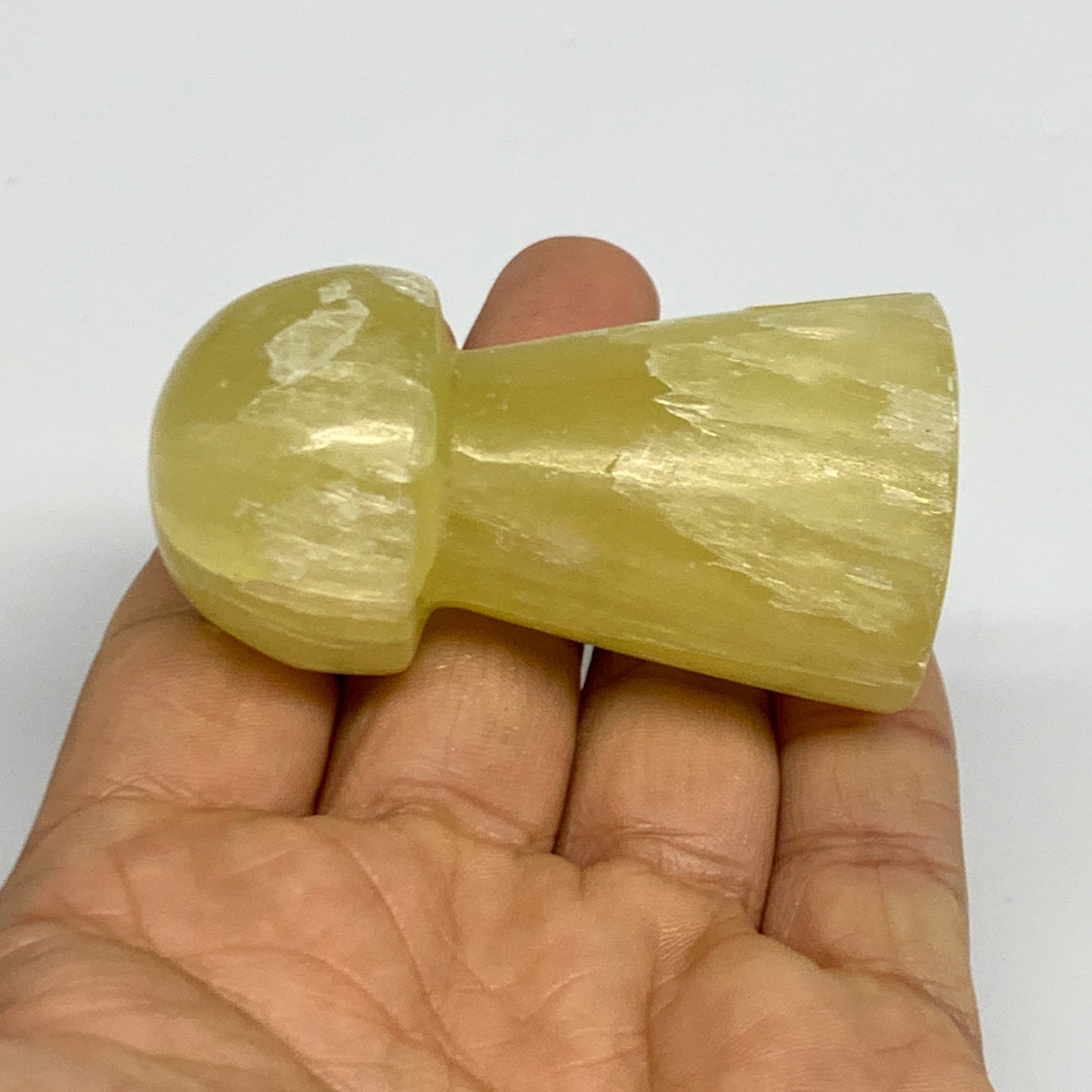 102.8g, 2.3"x1.3" Natural Lemon Calcite Mushroom Gemstone @Pakistan, B31689