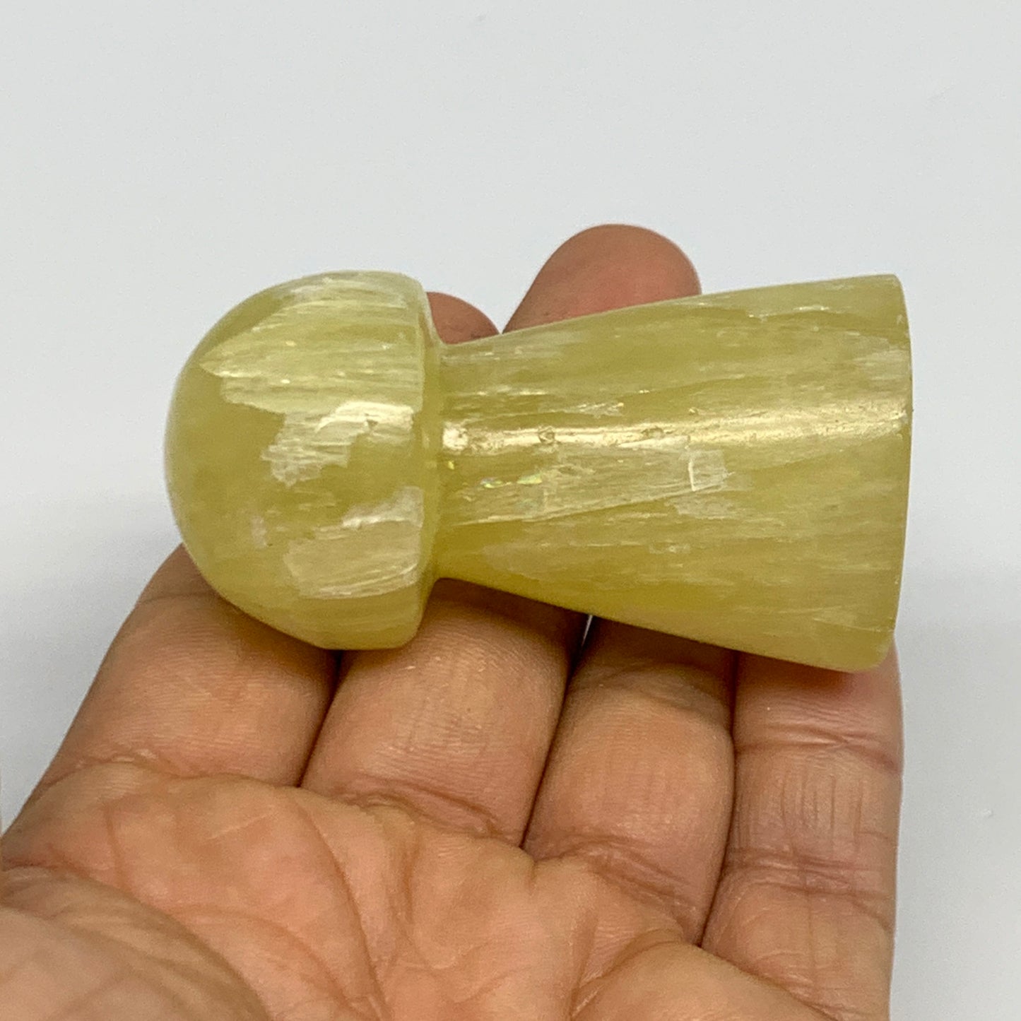 102.8g, 2.3"x1.3" Natural Lemon Calcite Mushroom Gemstone @Pakistan, B31689