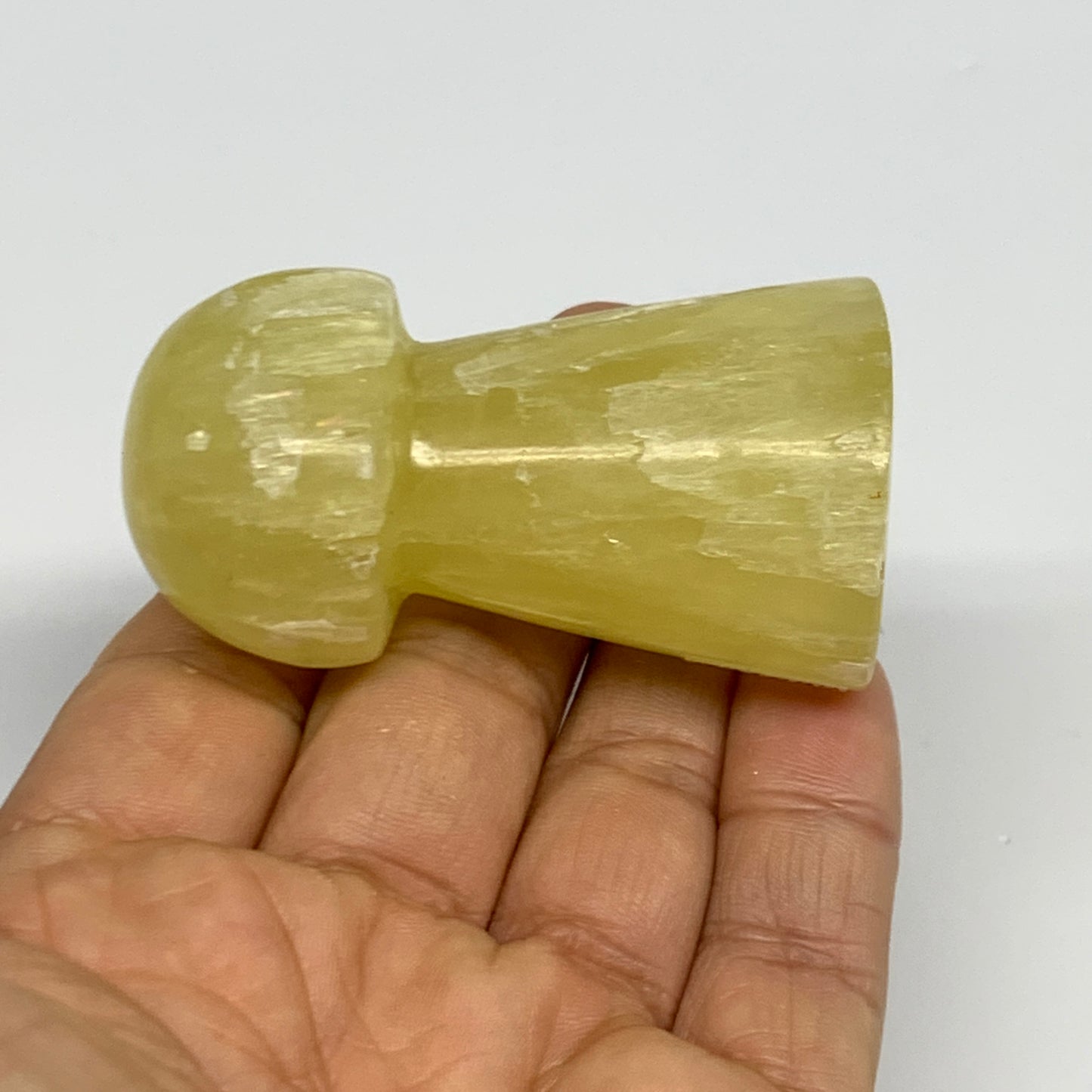 102.8g, 2.3"x1.3" Natural Lemon Calcite Mushroom Gemstone @Pakistan, B31689