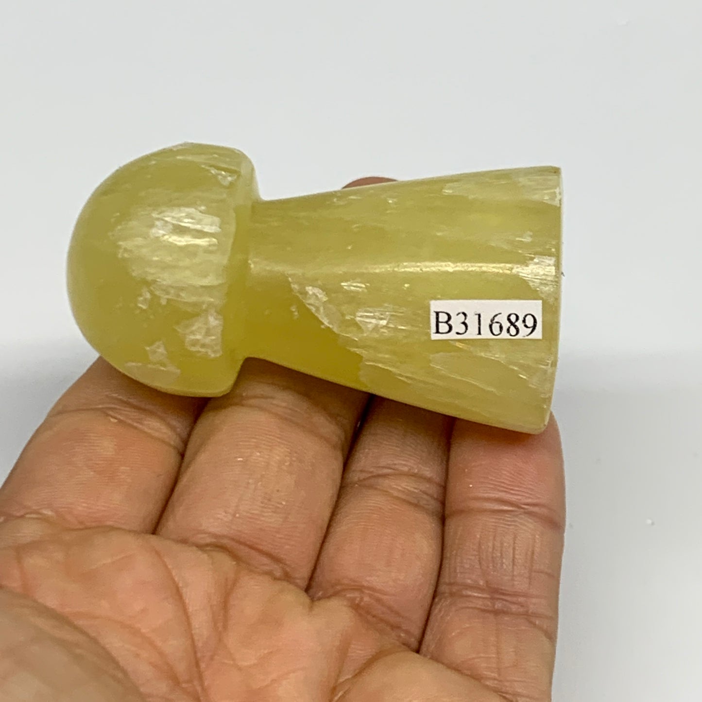 102.8g, 2.3"x1.3" Natural Lemon Calcite Mushroom Gemstone @Pakistan, B31689