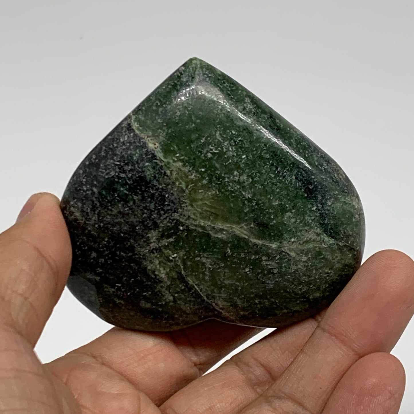 149.9g, 2.4"x2.7"x0.9" Green Serpentine Heart Polished Gemstones, B35108