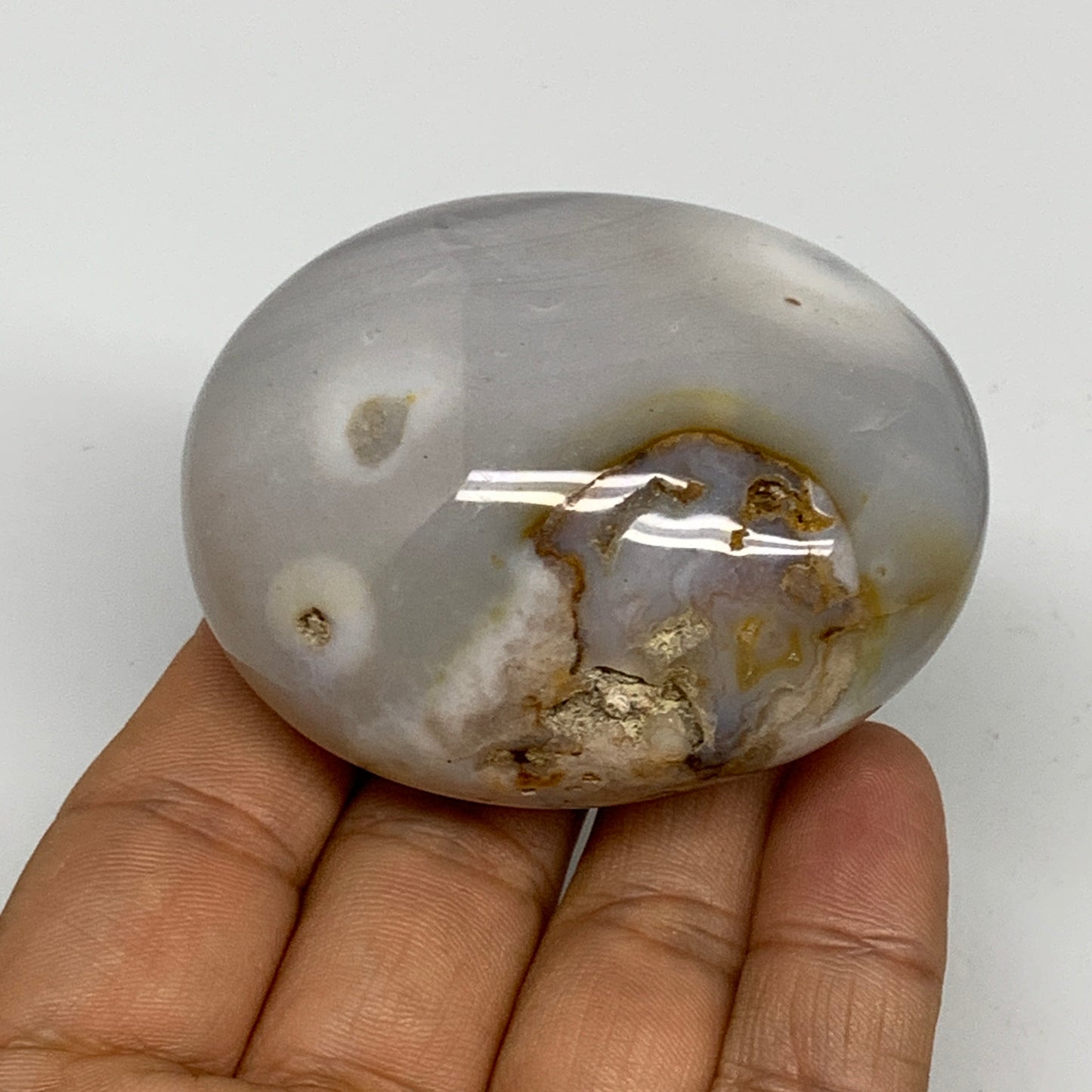 130.4g, 2.4"x1.9"x1.3" Orca Agate Palm-Stone Reiki Energy Crystal Reiki, B28700