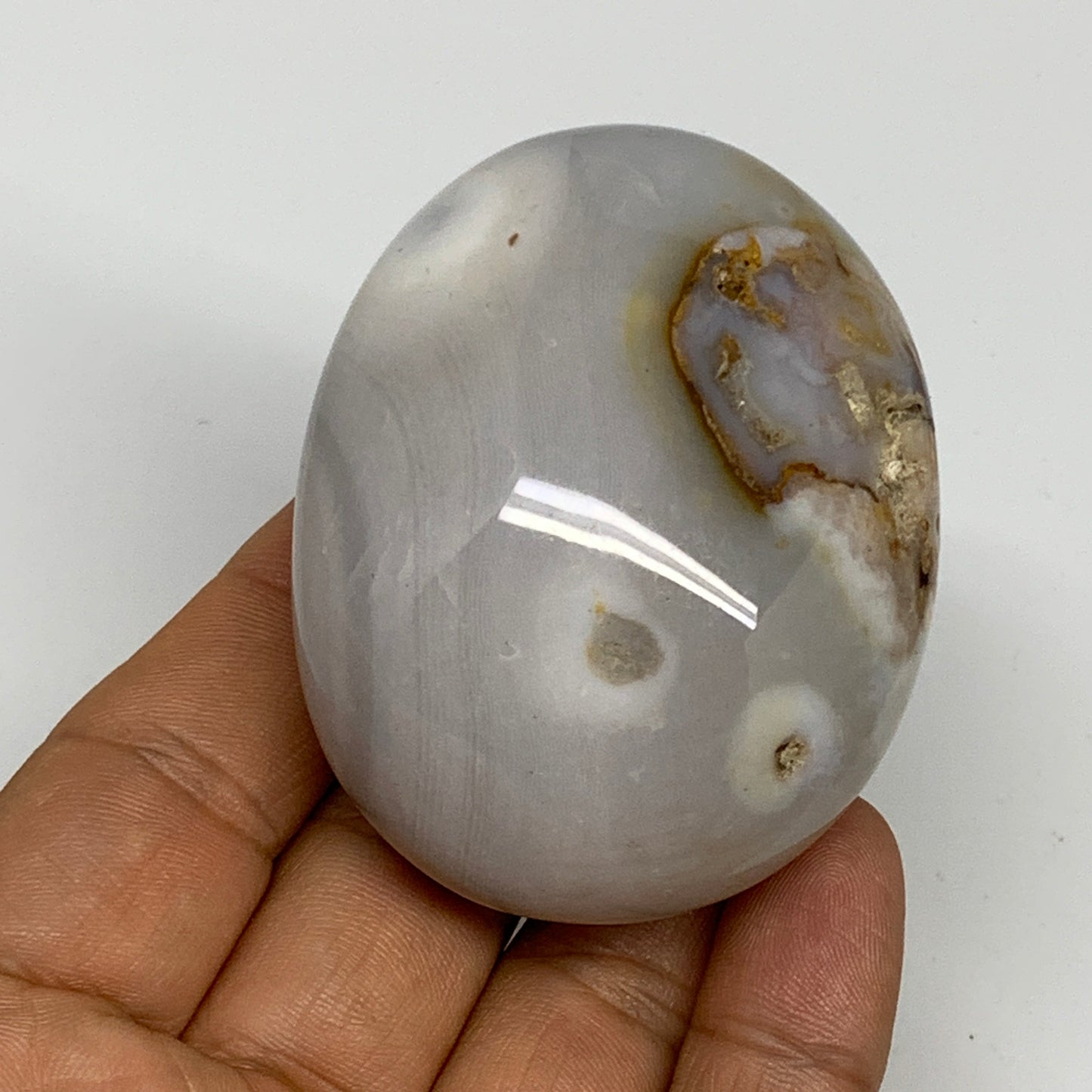 130.4g, 2.4"x1.9"x1.3" Orca Agate Palm-Stone Reiki Energy Crystal Reiki, B28700