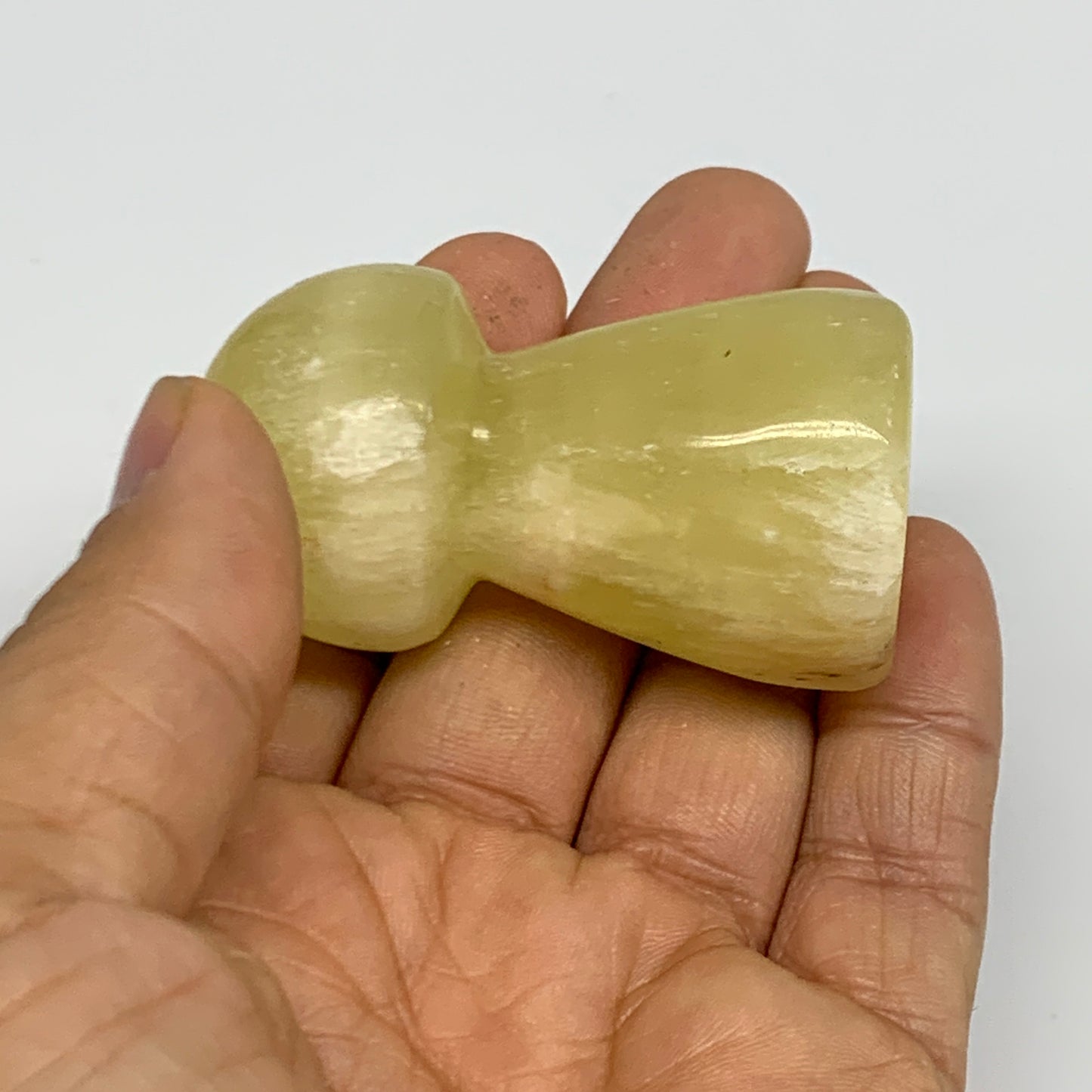 84.8g, 2.1"x1.2" Natural Lemon Calcite Mushroom Gemstone @Pakistan, B31688