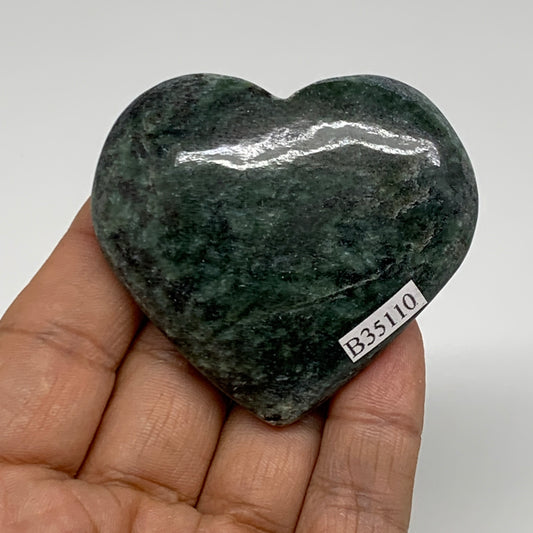 82.8g, 2.1"x2.3"x0.7" Green Serpentine Heart Polished Gemstones, B35110