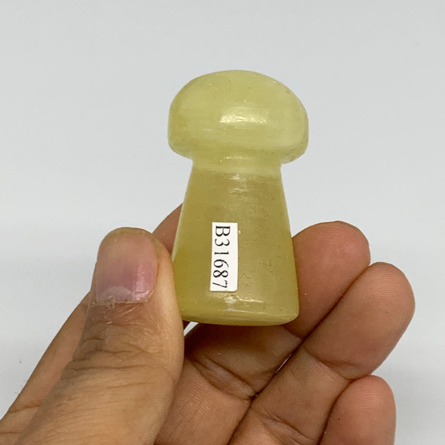 54.2g, 1.8"x1" Natural Lemon Calcite Mushroom Gemstone @Pakistan, B31687
