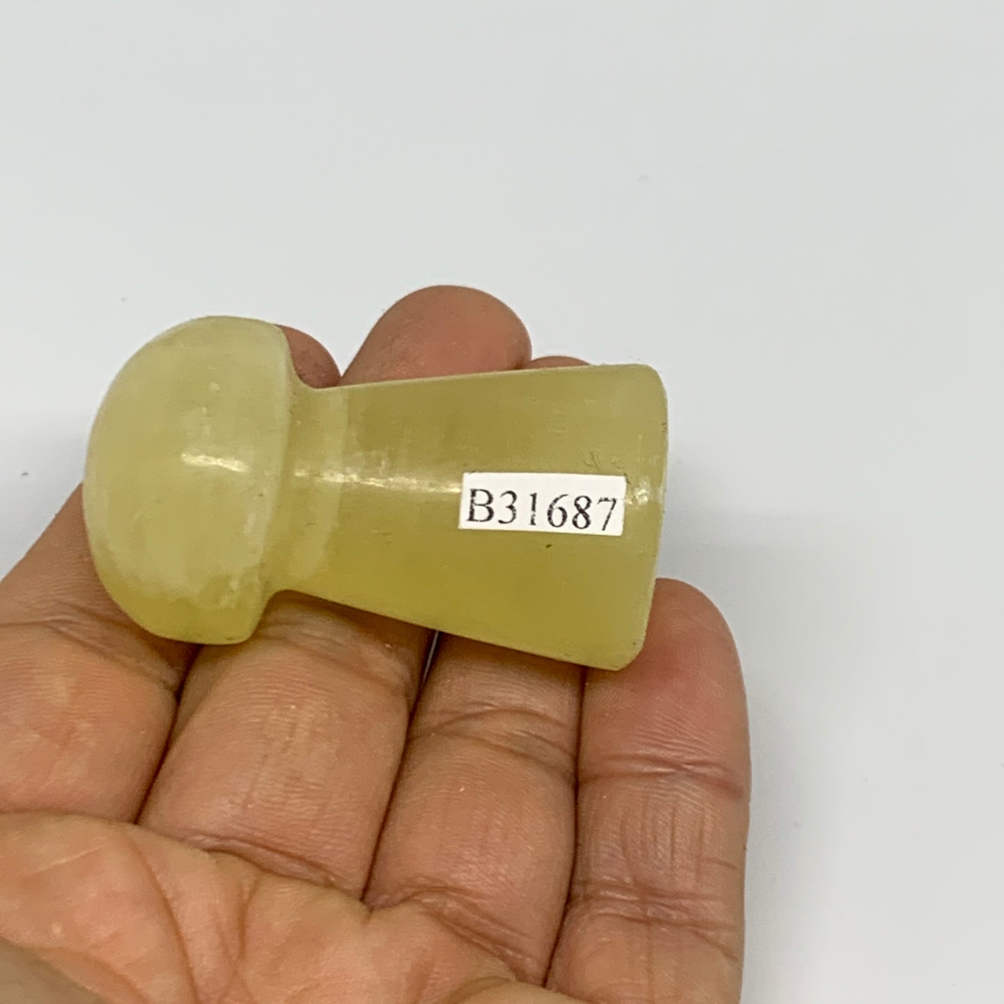 54.2g, 1.8"x1" Natural Lemon Calcite Mushroom Gemstone @Pakistan, B31687