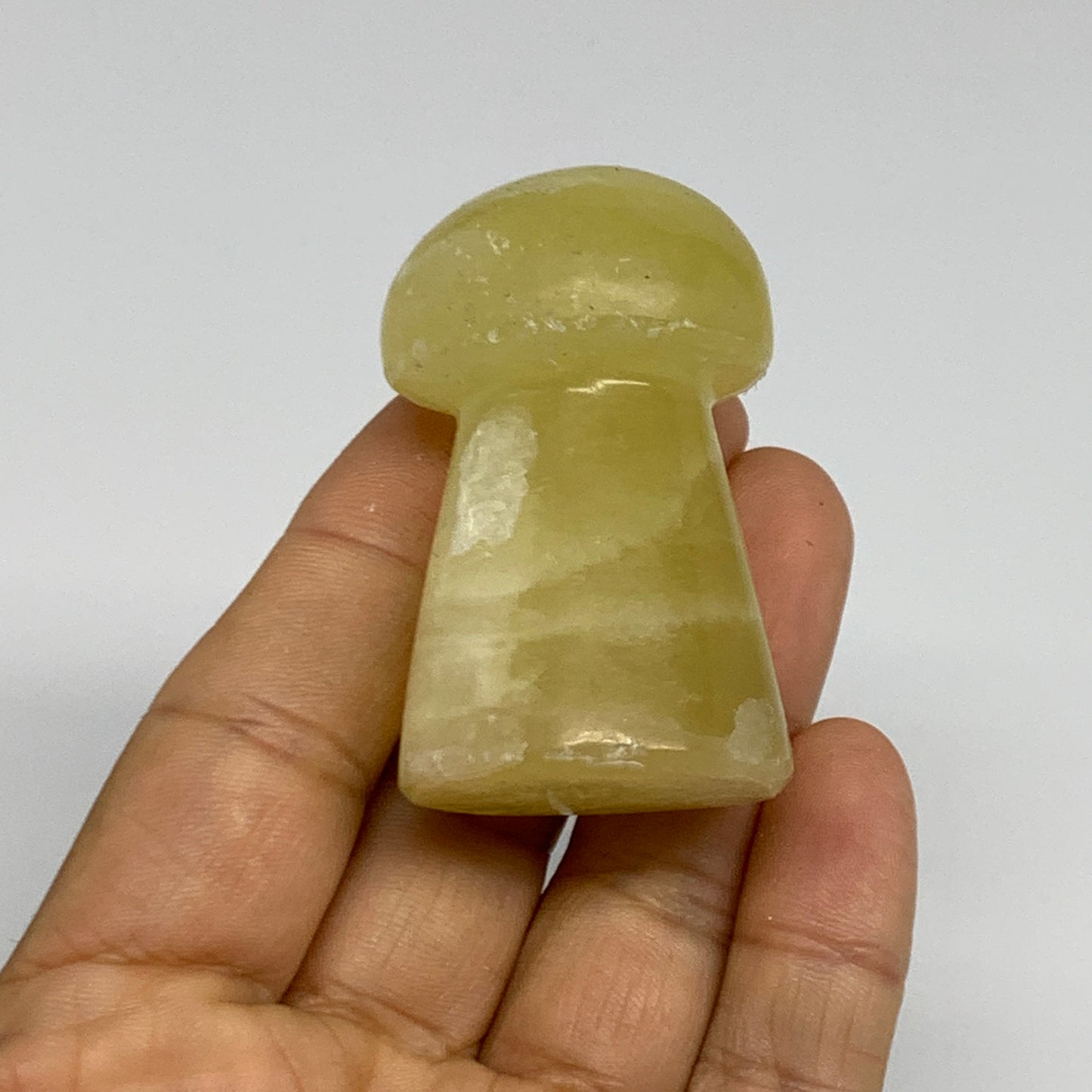 91.1g, 2"x1.3" Natural Lemon Calcite Mushroom Gemstone @Pakistan, B31685