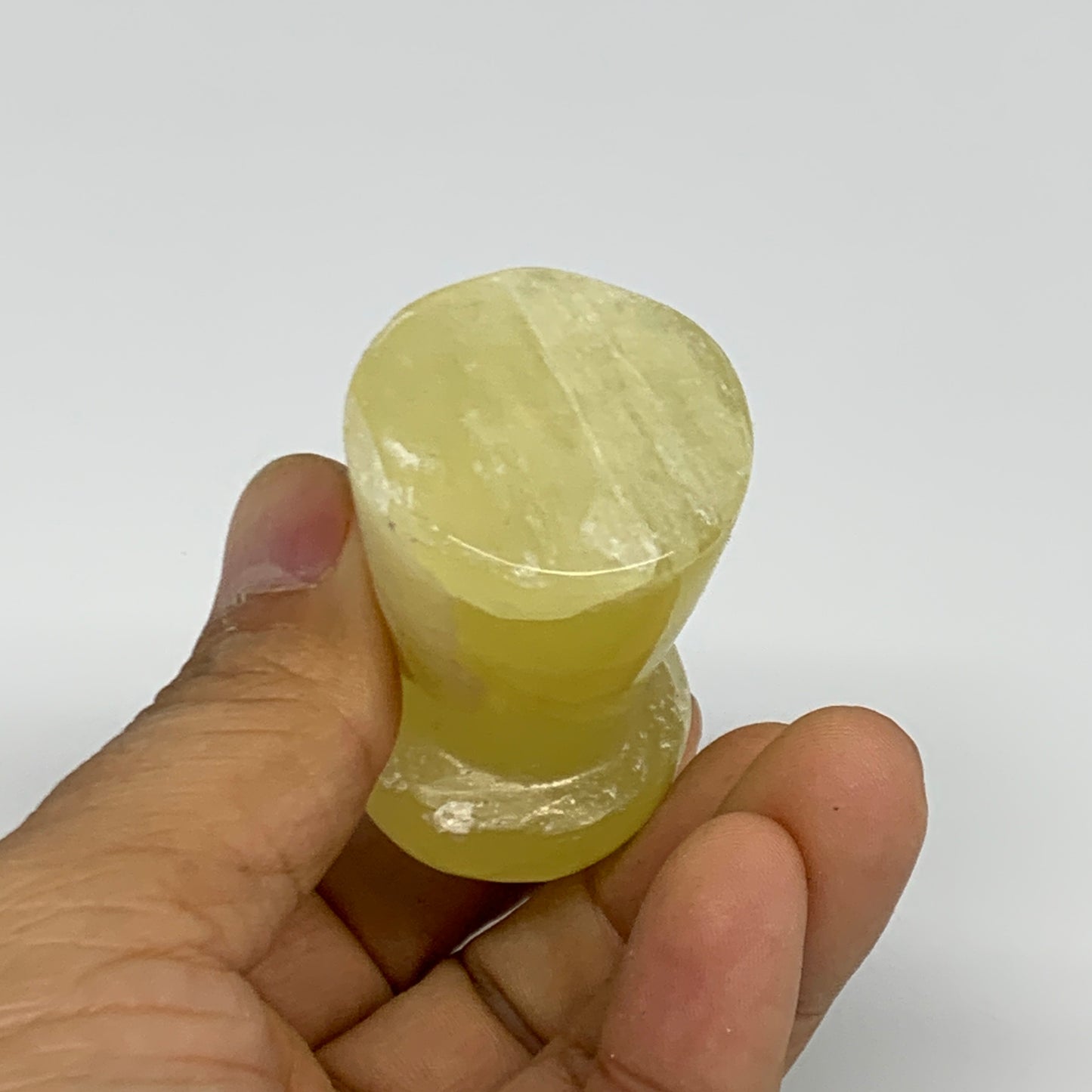 91.1g, 2"x1.3" Natural Lemon Calcite Mushroom Gemstone @Pakistan, B31685