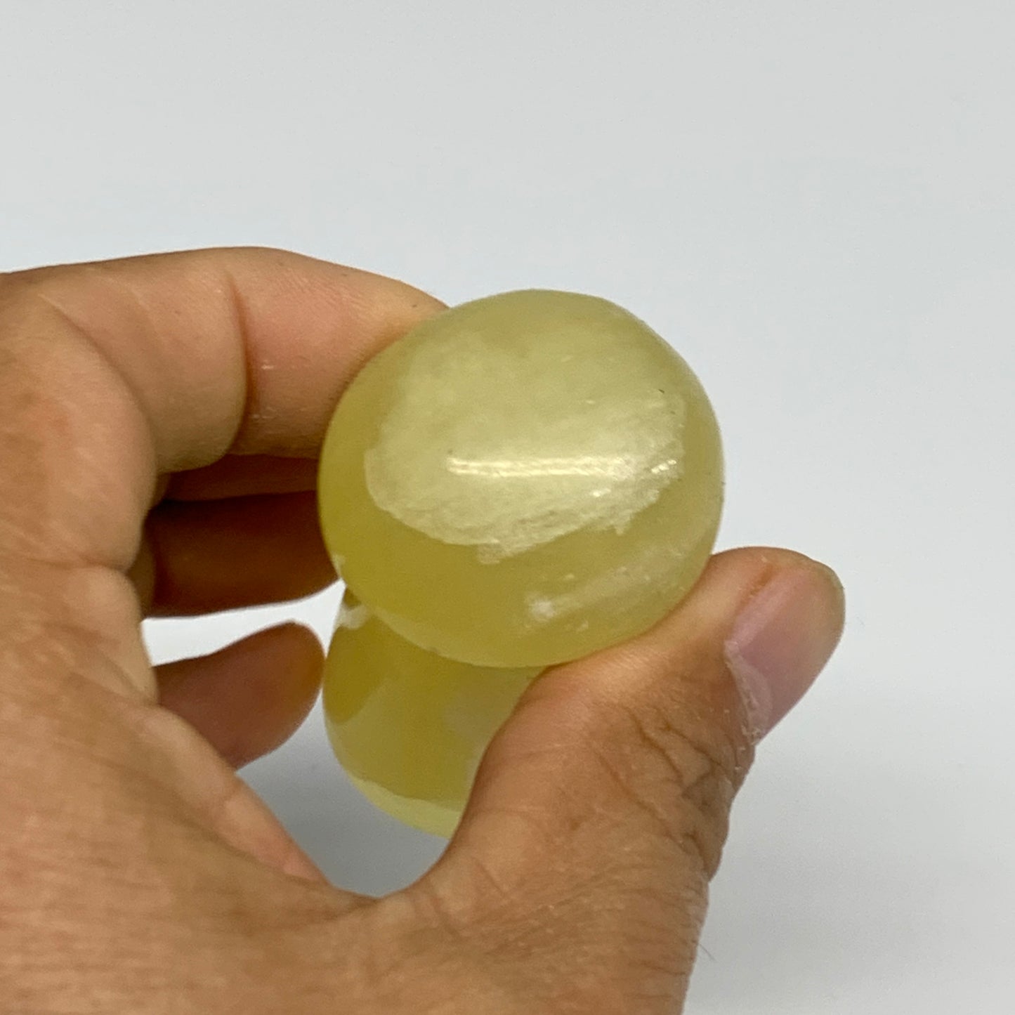 91.1g, 2"x1.3" Natural Lemon Calcite Mushroom Gemstone @Pakistan, B31685