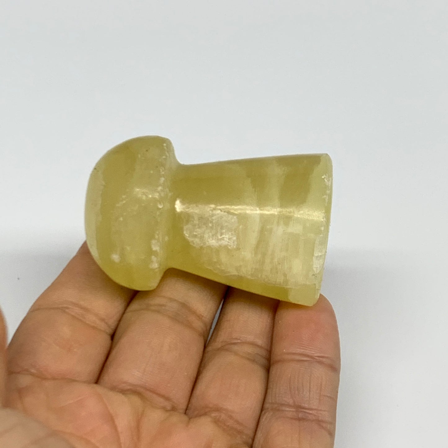 91.1g, 2"x1.3" Natural Lemon Calcite Mushroom Gemstone @Pakistan, B31685