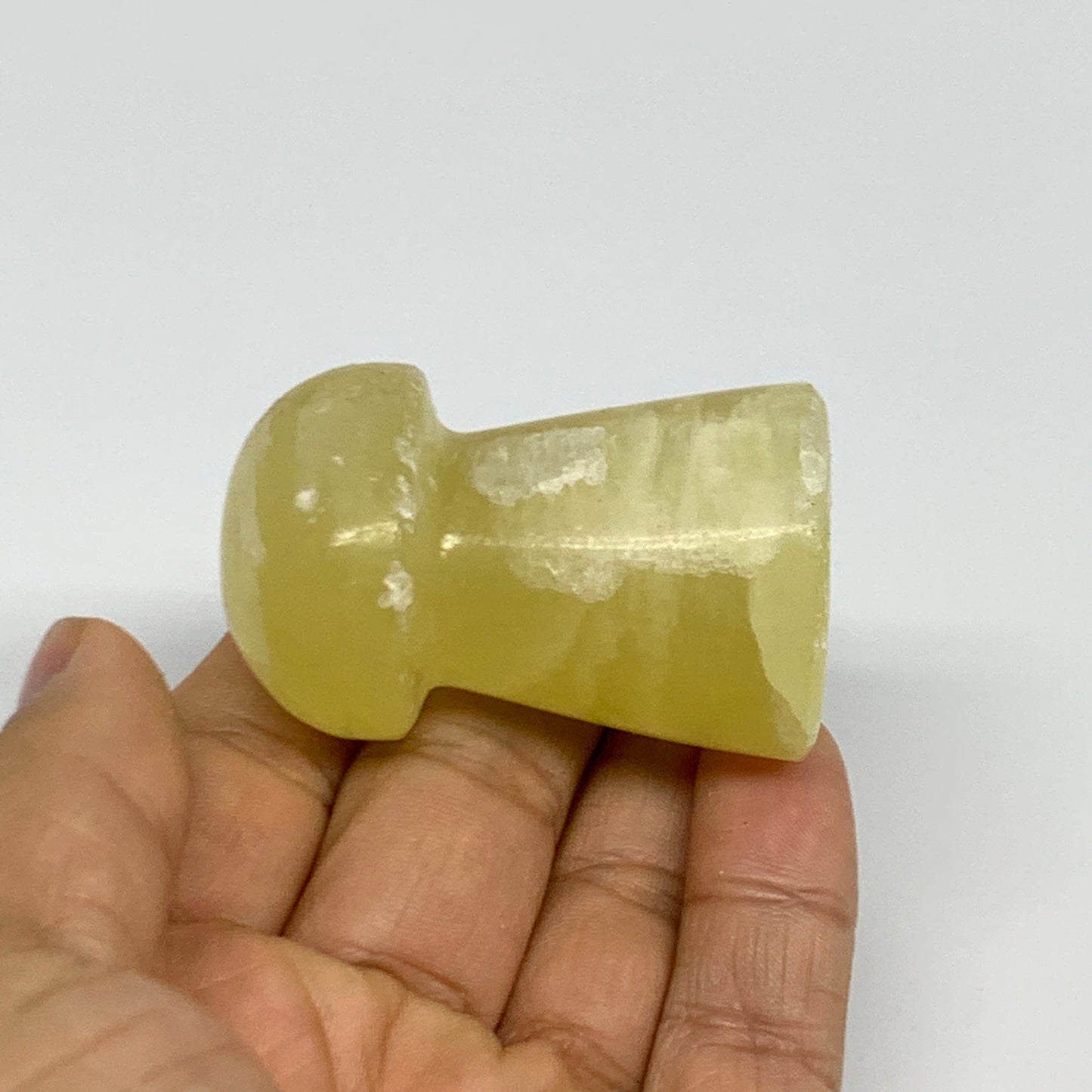 91.1g, 2"x1.3" Natural Lemon Calcite Mushroom Gemstone @Pakistan, B31685