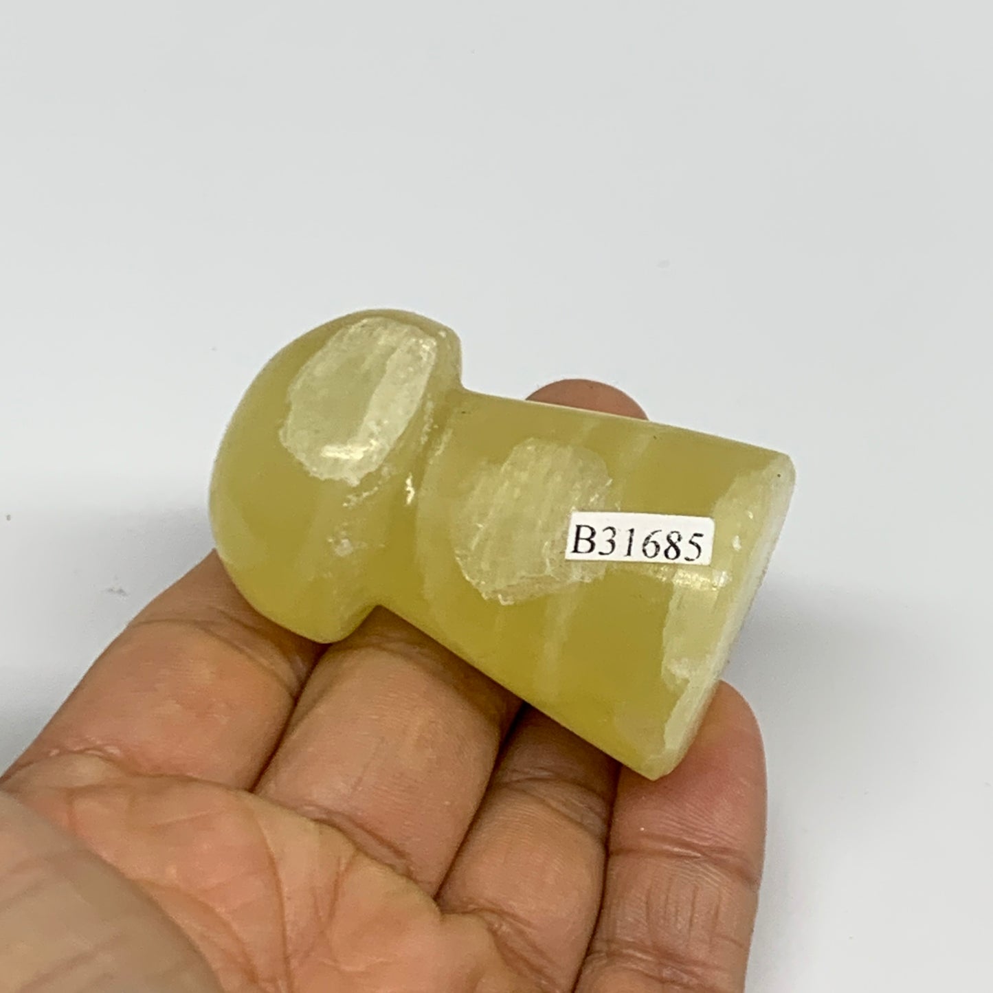 91.1g, 2"x1.3" Natural Lemon Calcite Mushroom Gemstone @Pakistan, B31685