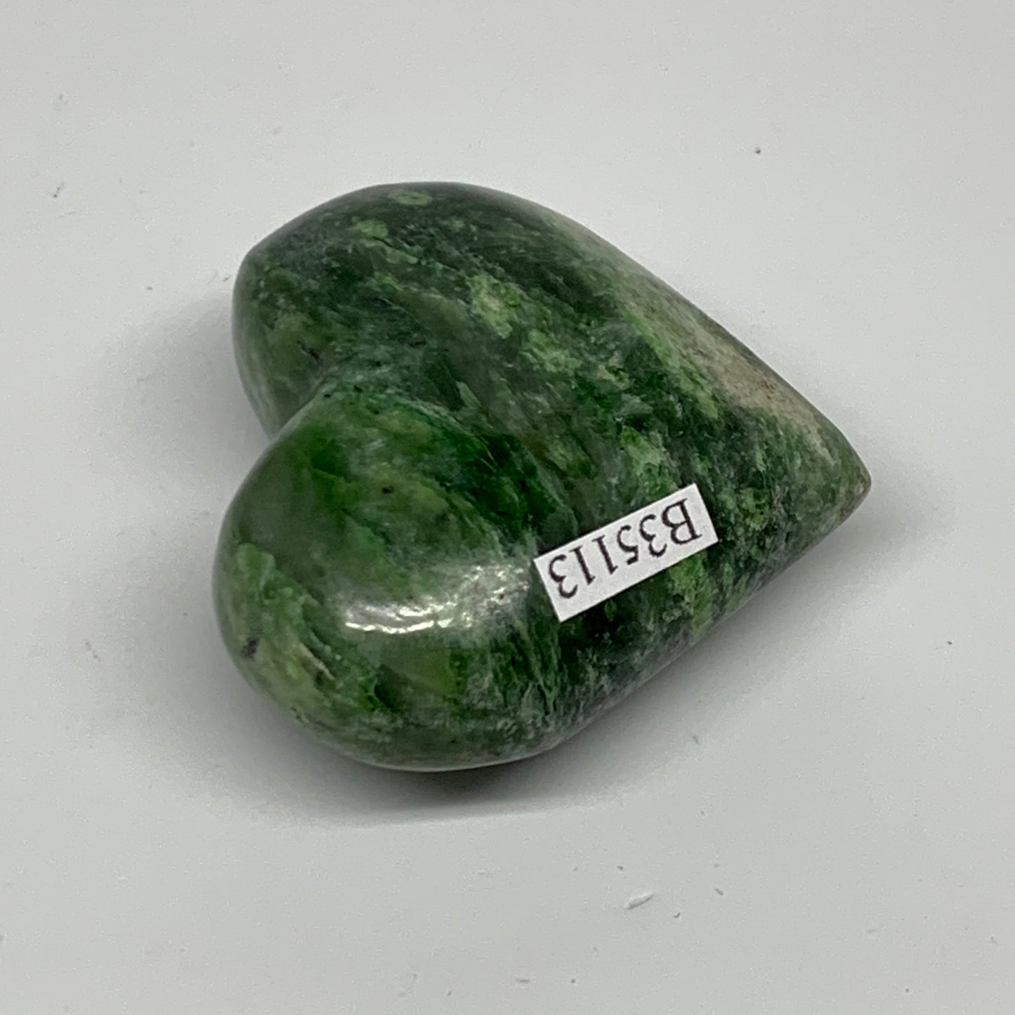 88.7g, 1.9"x2.1"x1" Green Serpentine Heart Polished Gemstones, B35113