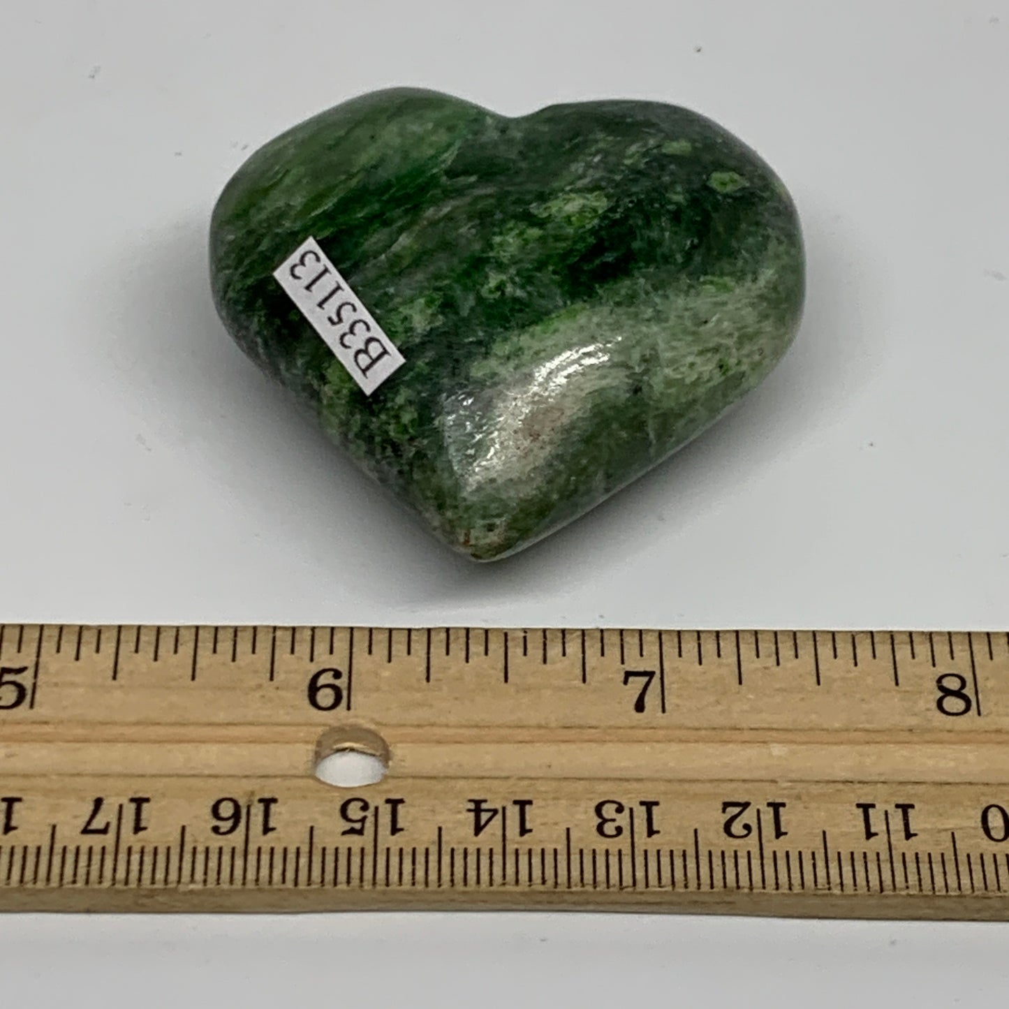 88.7g, 1.9"x2.1"x1" Green Serpentine Heart Polished Gemstones, B35113