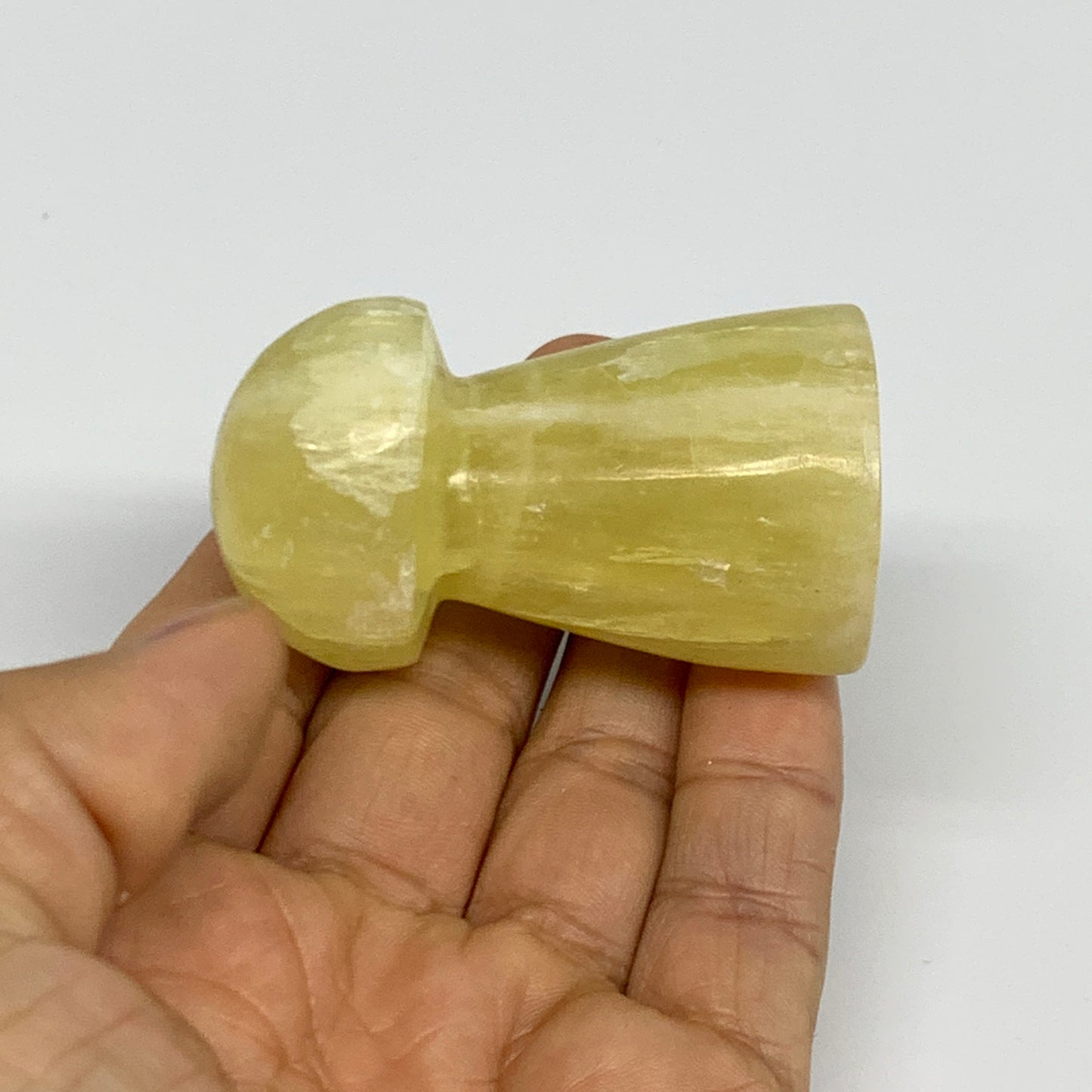 102.3g, 2.2"x1.3" Natural Lemon Calcite Mushroom Gemstone @Pakistan, B31684