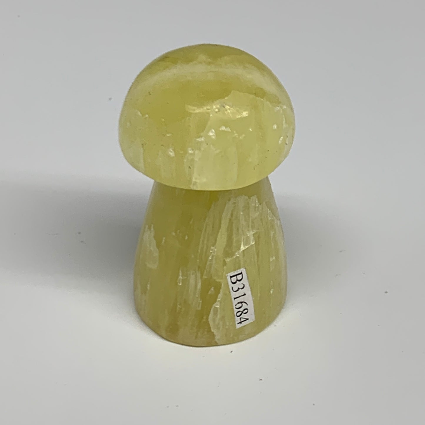102.3g, 2.2"x1.3" Natural Lemon Calcite Mushroom Gemstone @Pakistan, B31684