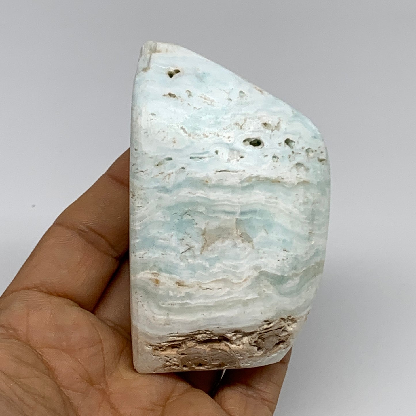 172.9g, 3.3"x2"x1.1", Natural Polished Freeform Caribbean Calcite, B33691