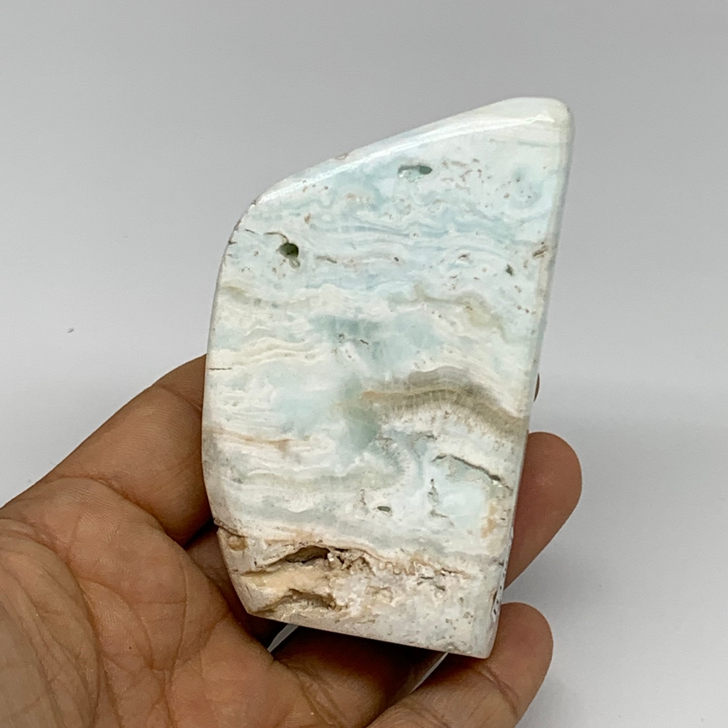 172.9g, 3.3"x2"x1.1", Natural Polished Freeform Caribbean Calcite, B33691