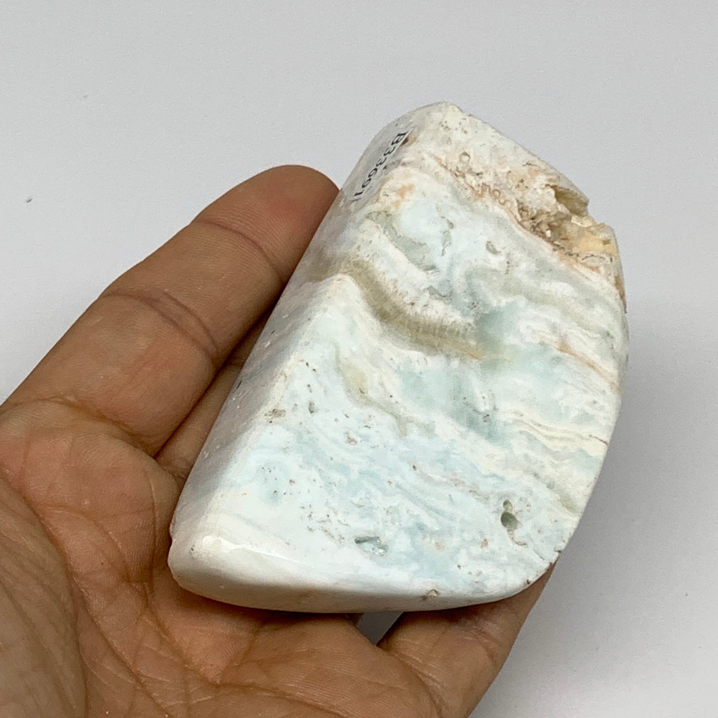 172.9g, 3.3"x2"x1.1", Natural Polished Freeform Caribbean Calcite, B33691