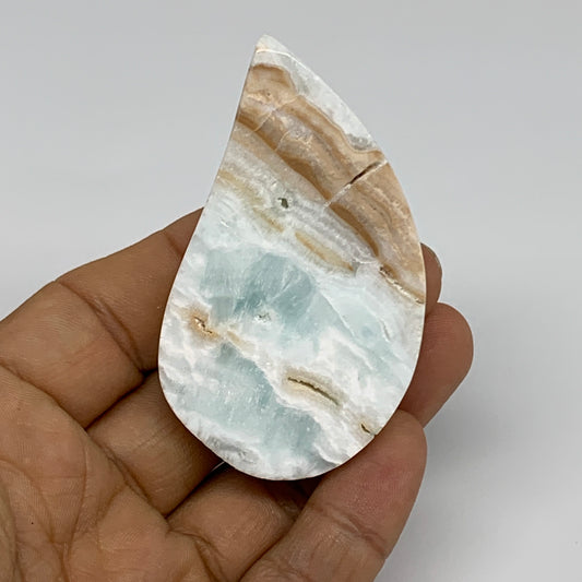 59.2g, 2.6"x1.5"x0.5", Caribbean Calcite Teardrop Shape @Afghanistan, B33692