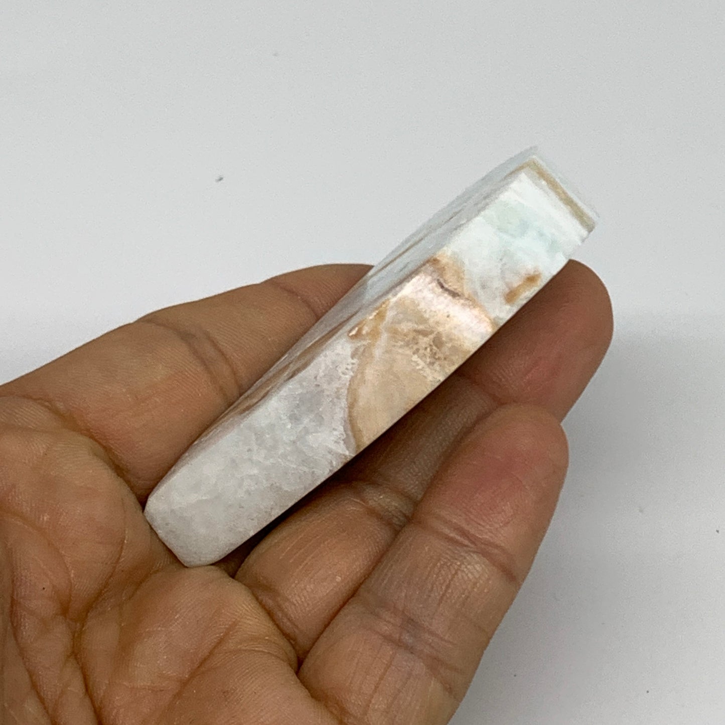 59.2g, 2.6"x1.5"x0.5", Caribbean Calcite Teardrop Shape @Afghanistan, B33692