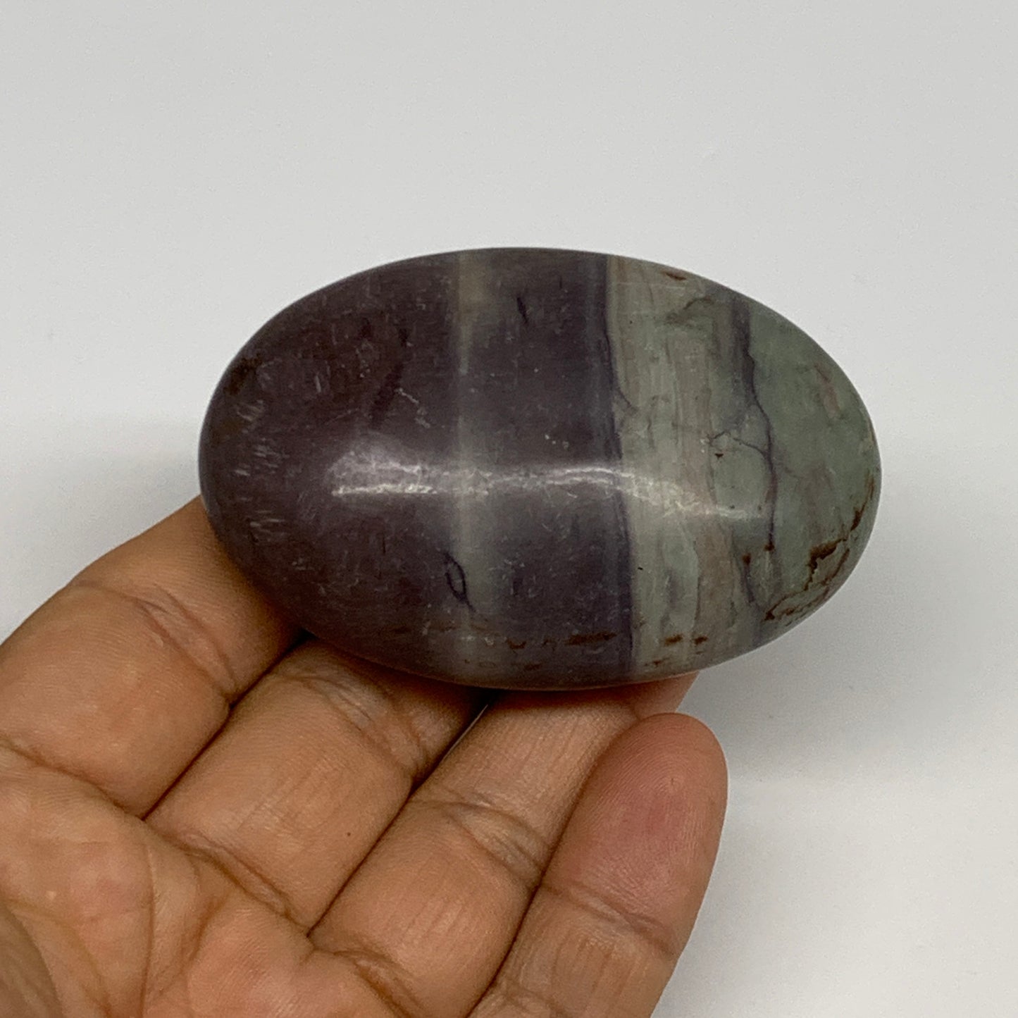 102.5g, 2.6"x1.7"x1", Narmada Shiva Lingam Palm-Stone Polished, B29391