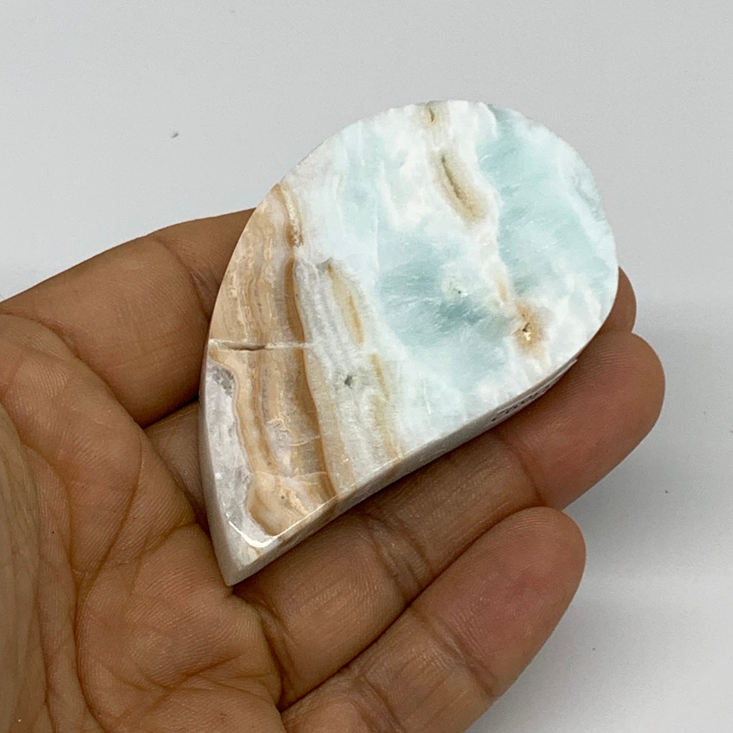 59.2g, 2.6"x1.5"x0.5", Caribbean Calcite Teardrop Shape @Afghanistan, B33692