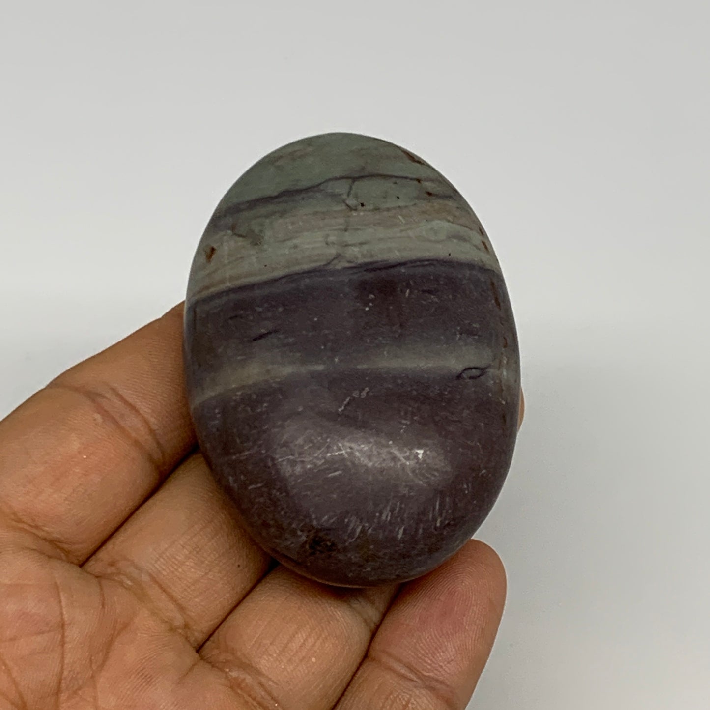 102.5g, 2.6"x1.7"x1", Narmada Shiva Lingam Palm-Stone Polished, B29391