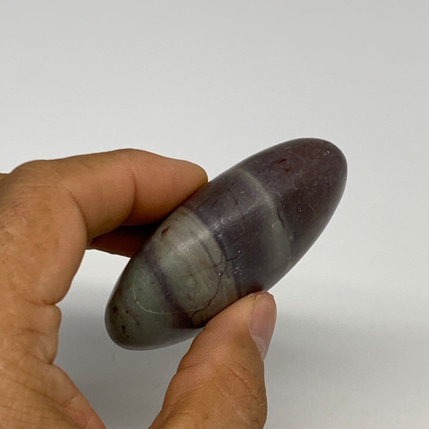 102.5g, 2.6"x1.7"x1", Narmada Shiva Lingam Palm-Stone Polished, B29391