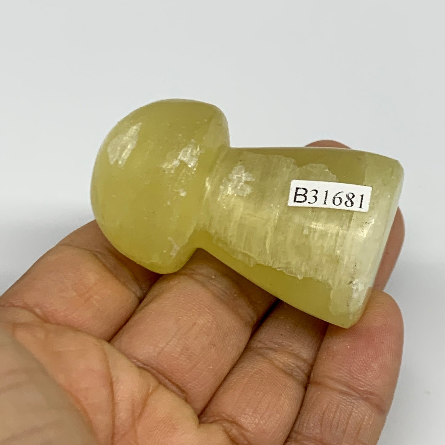 79.4g, 2"x1.2" Natural Lemon Calcite Mushroom Gemstone @Pakistan, B31681