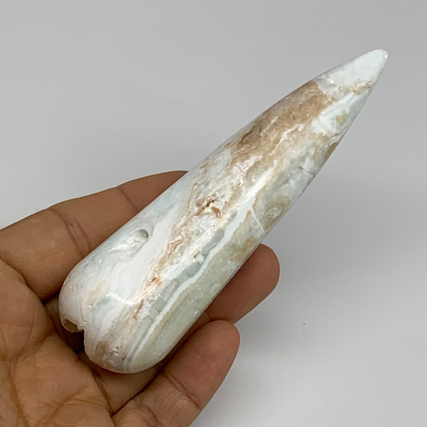 135.3g, 4.5"x1.3" Caribbean Calcite Wand Stick Home Decor, Collectible, B33694