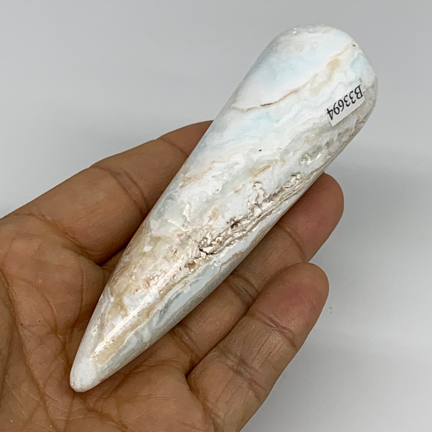 135.3g, 4.5"x1.3" Caribbean Calcite Wand Stick Home Decor, Collectible, B33694