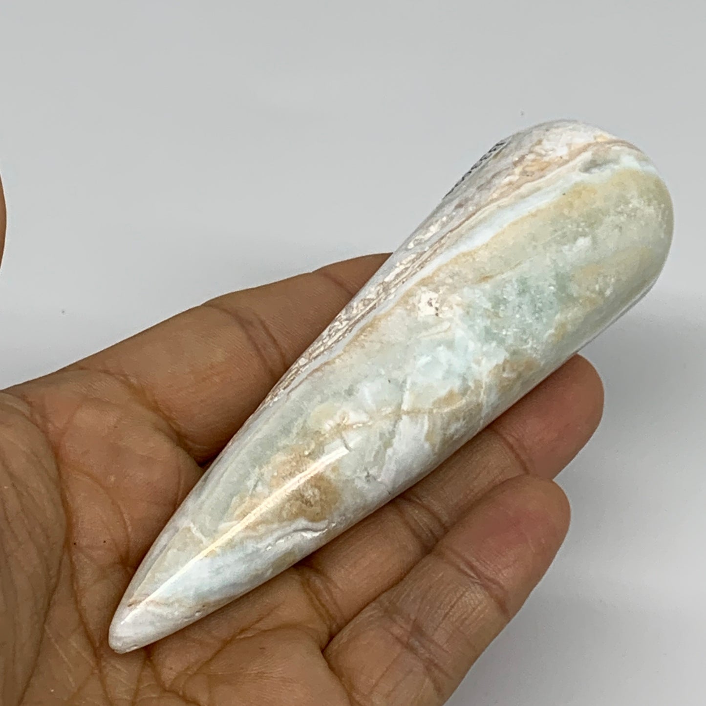 135.3g, 4.5"x1.3" Caribbean Calcite Wand Stick Home Decor, Collectible, B33694