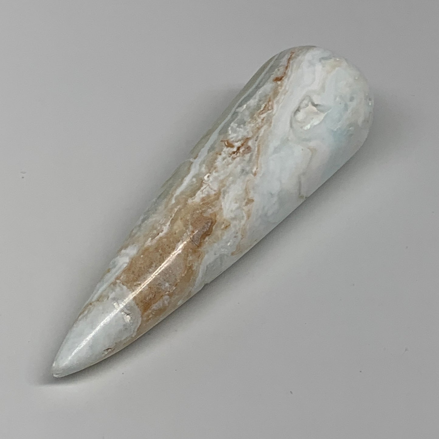 135.3g, 4.5"x1.3" Caribbean Calcite Wand Stick Home Decor, Collectible, B33694