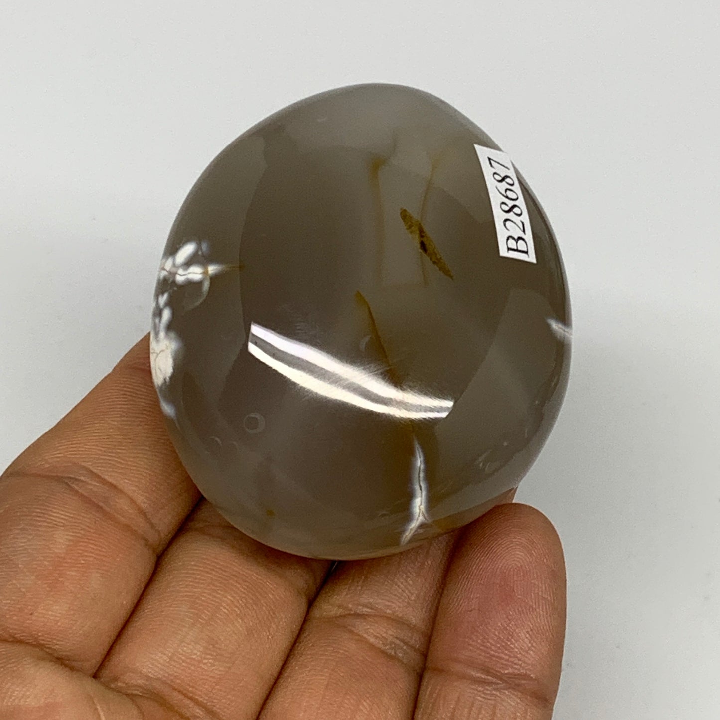 110.2g, 2.2"x1.8"x1.2" Orca Agate Palm-Stone Reiki Energy Crystal Reiki, B28687