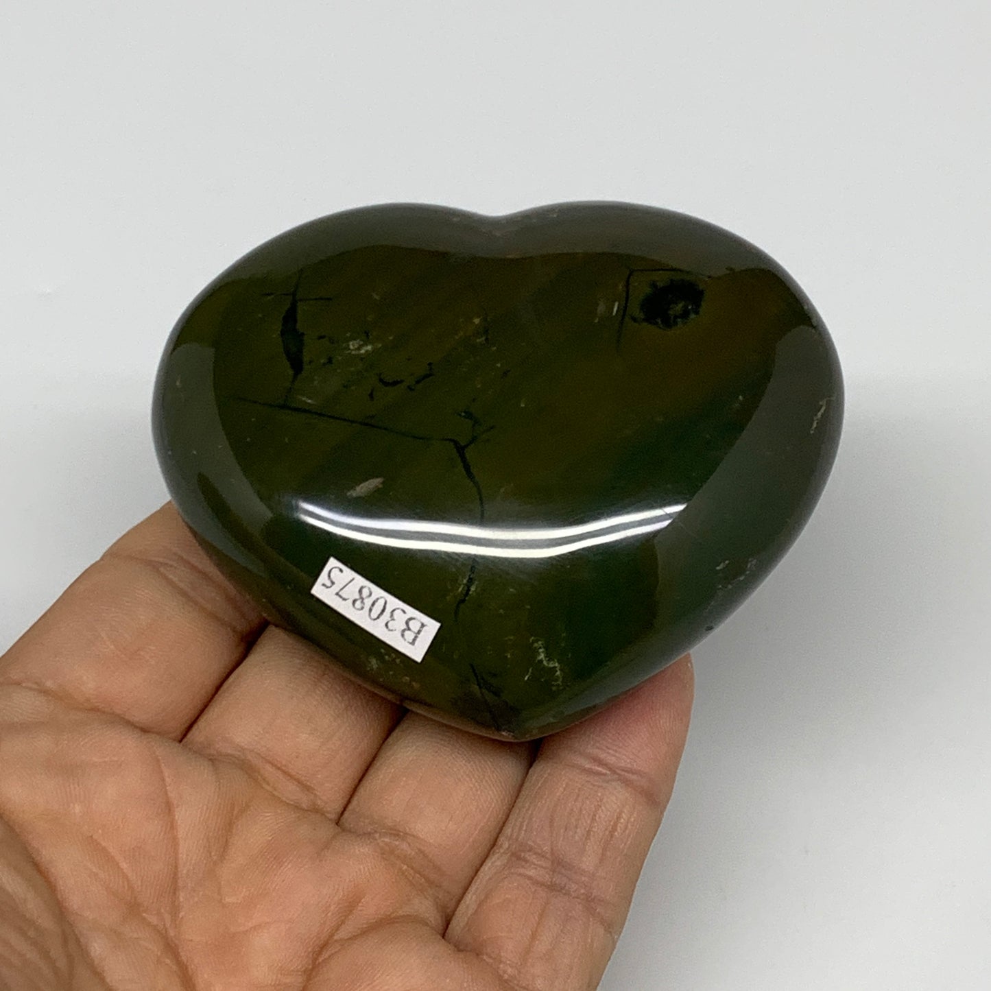 0.39 lbs, 2.5"x3"x1.1" Ocean Jasper Heart Polished Healing Crystal, B30875