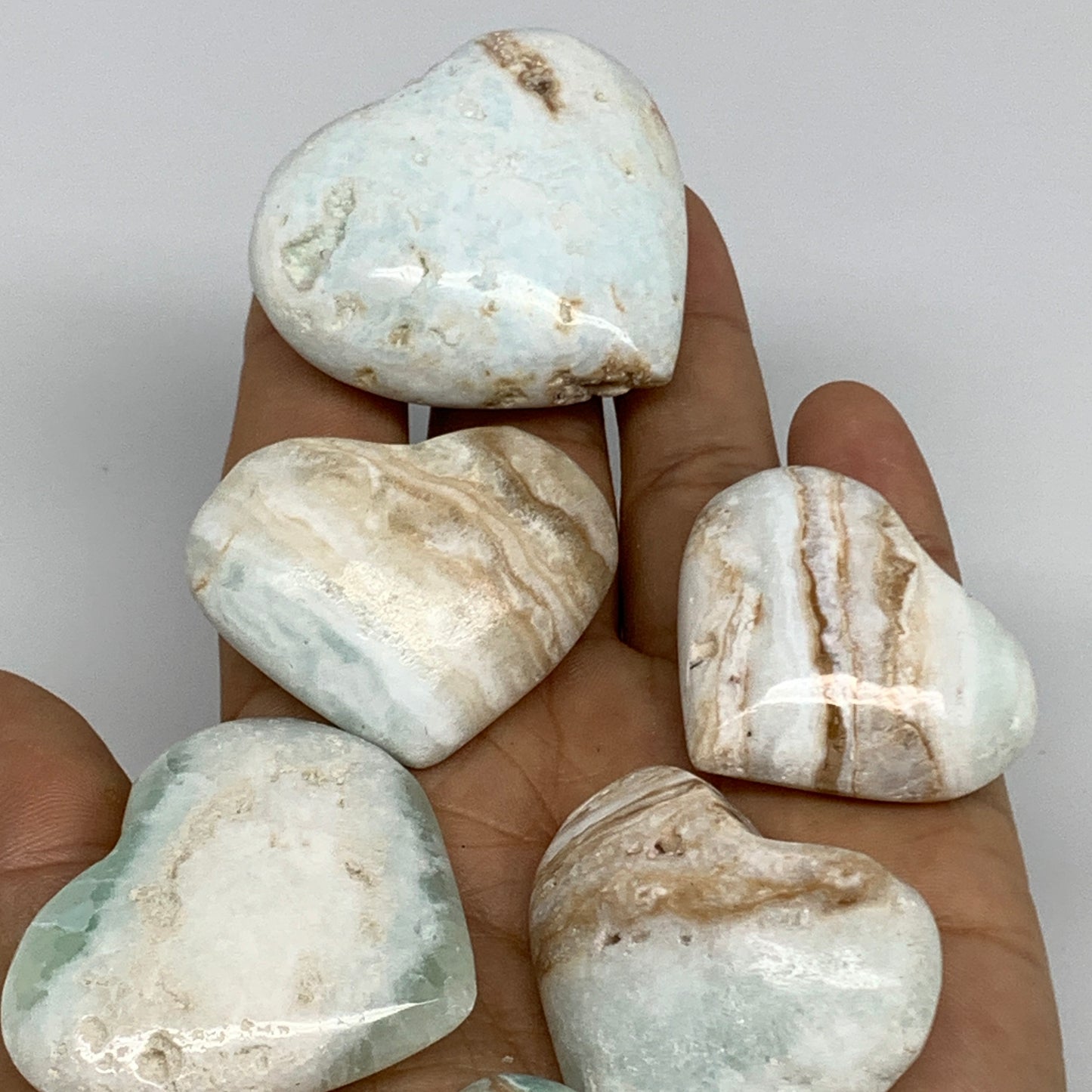 193.2g, 1.1"-1.7", 6pcs, Caribbean Calcite Heart @Afghanistan, B33699