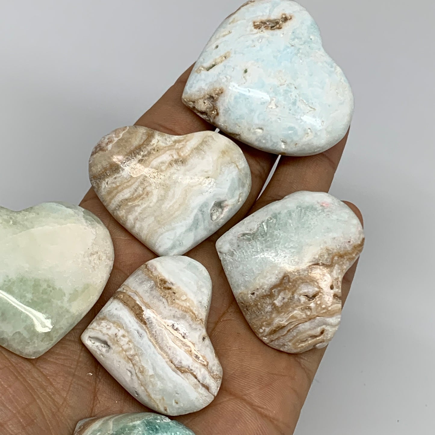 193.2g, 1.1"-1.7", 6pcs, Caribbean Calcite Heart @Afghanistan, B33699